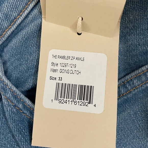 NEW MOTHER Rambler High Rise Ankle Straight-Leg Jeans Going Dutch Blue Size 33 - Picture 8 of 12